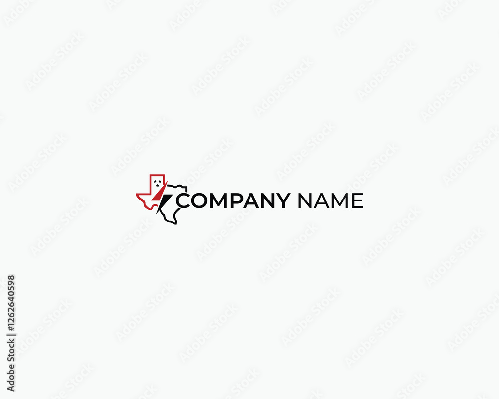 Texas state map logo design with lightning bolt design Texas state map logo design with lightning bolt design