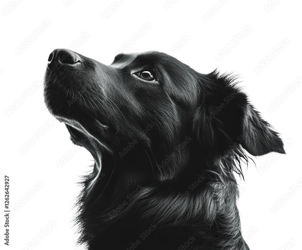 Black dog profile in minimalist style isolated on transparent background Black dog profile in minimalist style isolated on transparent background