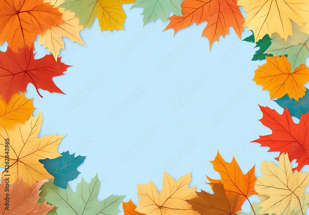 Vibrant Autumn Leaves Frame a Pastel Blue Sky; Fall's Beauty! Vibrant Autumn Leaves Frame a Pastel Blue Sky; Fall's Beauty!