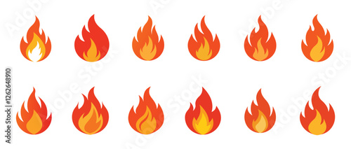 Obraz na plátně Fire flames icon set