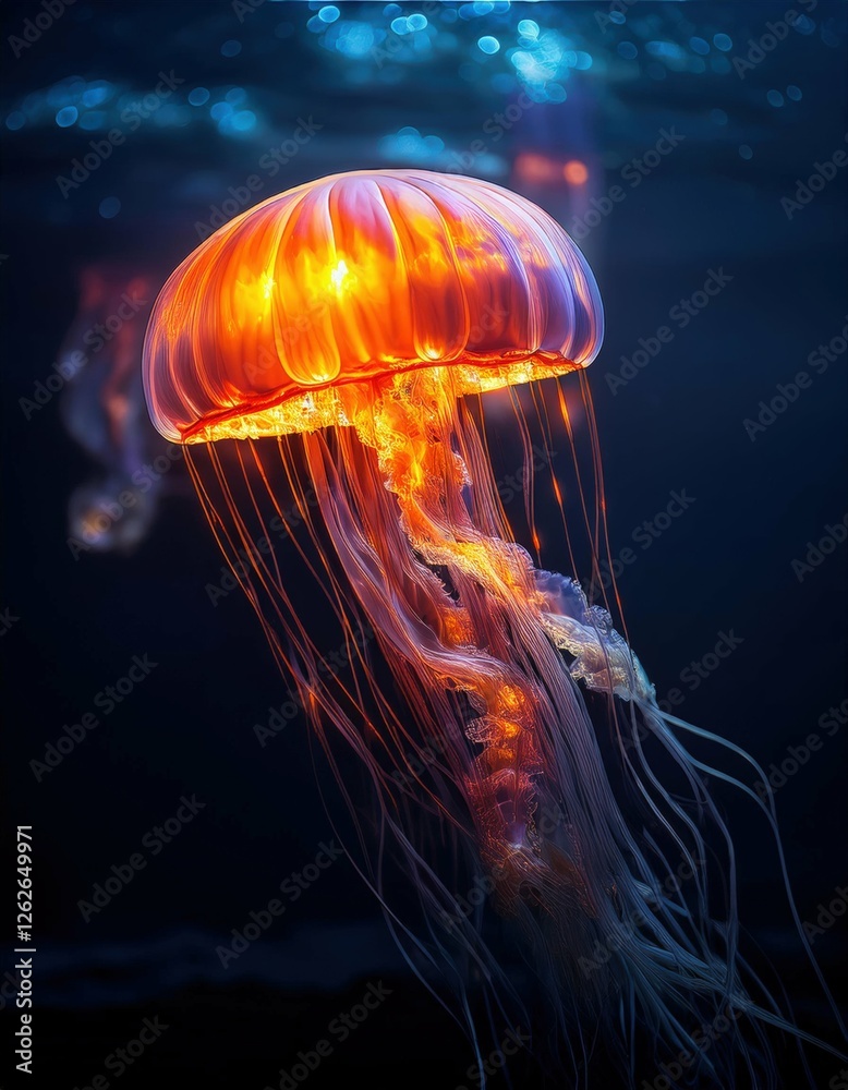 Fototapeta premium Photography Underwater Jelly Fish | Jellyfish Background | Jellyfish Wallpaper | Mobile Wallpaper 