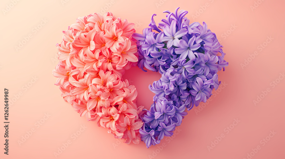 Fototapeta premium Heart-Shaped Floral Design with Pink and Purple Flowers