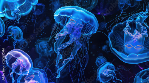 jelly fish in a blue water