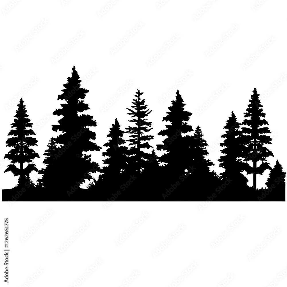 Fototapeta premium clipart of pine trees silhouette