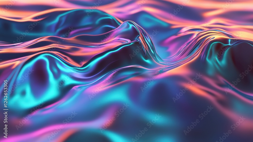 Fototapeta premium Colorful abstract waves with vibrant reflections and smooth textures