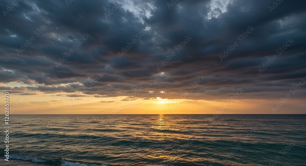 Fototapeta premium Beautiful sunset over the sea. Nature composition. Panoramic view.