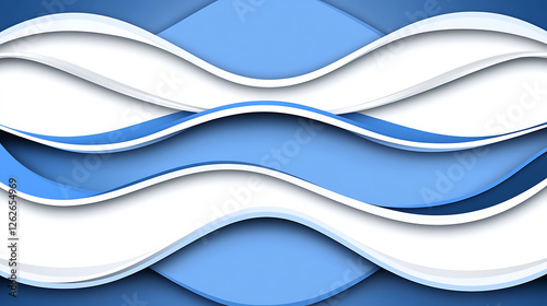 Blue and White Abstract Wave Layers Background Texture for Modern Minimalist Design Aesthetic