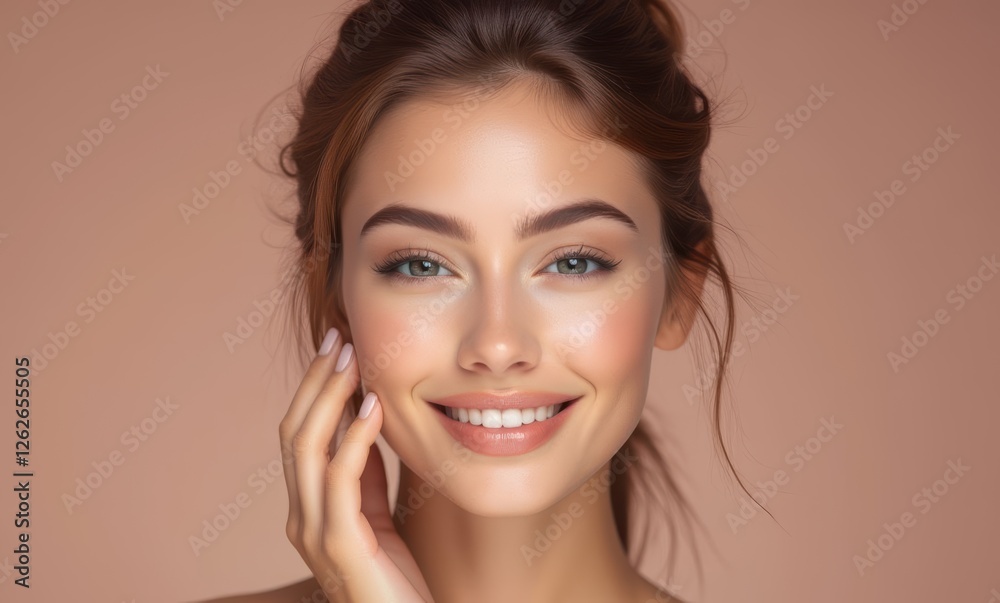 Smiling female model with glowing skin Smiling female model with glowing skin