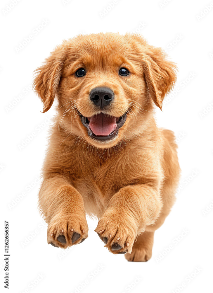 Playful puppy running in a park isolated on transparent background Playful puppy running in a park isolated on transparent background