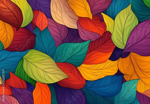 Wallpaper Mural Vibrant Rainbow Leaves: A Colorful Nature Escape! Torontodigital.ca