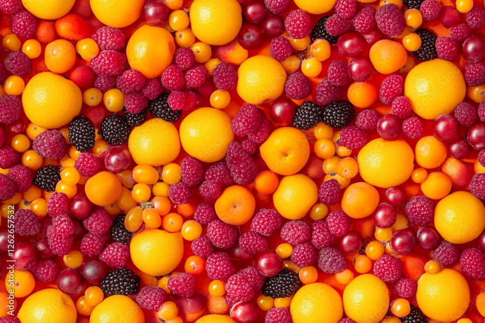 Bright and saturated fruits forming a beautiful pattern for a summer clothing collection, textures, patterns Bright and saturated fruits forming a beautiful pattern for a summer clothing collection, textures, patterns