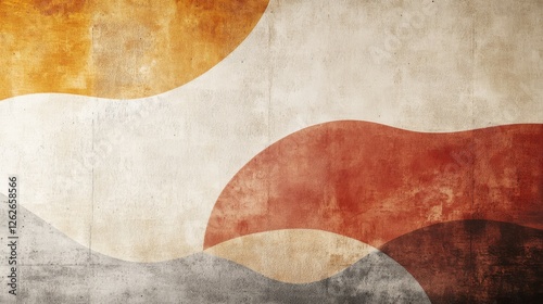 Abstract shapes create a textured minimalist composition with warm colors