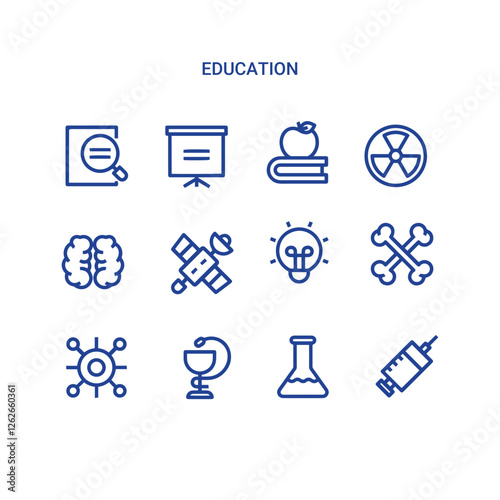 education line vectors icon set , school icon , book