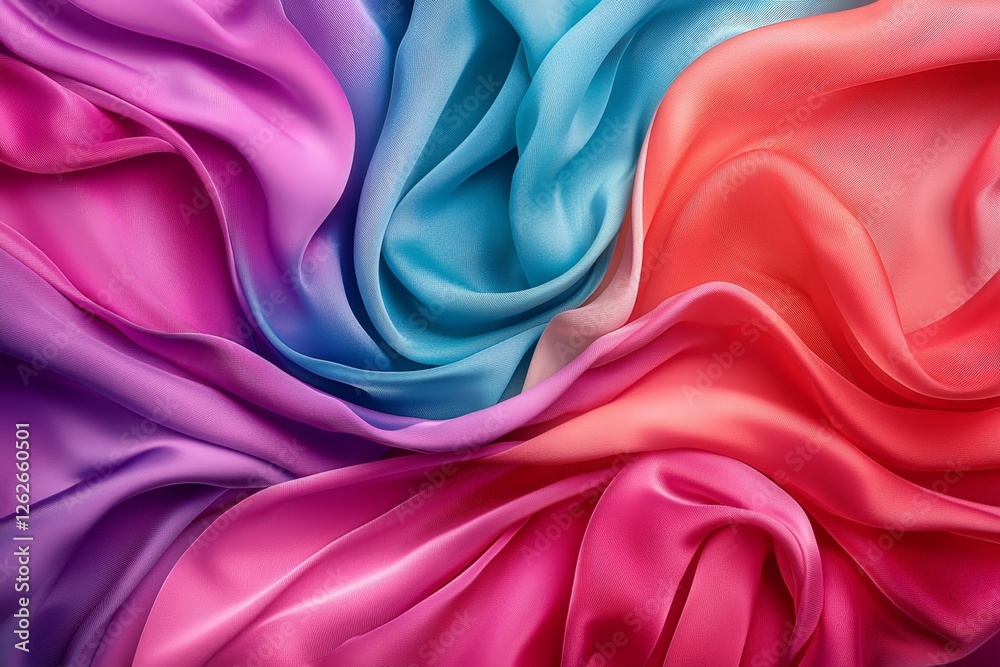 Obraz premium Elegant Silk Fabric in Vibrant Colors Capturing the Light Effect