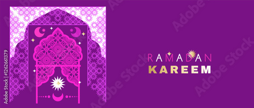 Happy Ramadan Kareem Islamic greeting card, banner template Vector card banner illustration