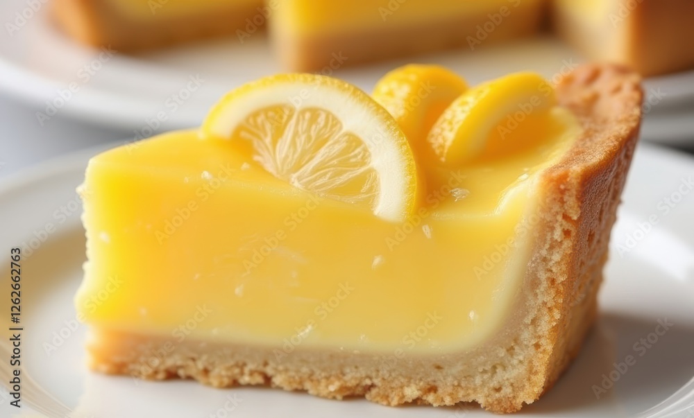 Delicious lemon pie slice with garnish Delicious lemon pie slice with garnish
