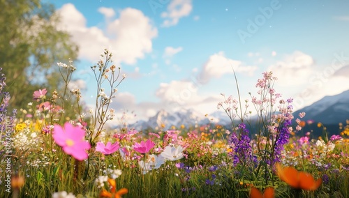 Join in the celebration of spring with a beautiful display of wildflowers in full bloom. Capture the essence of renewal and vitality as the landscape awakens with a burst of colors