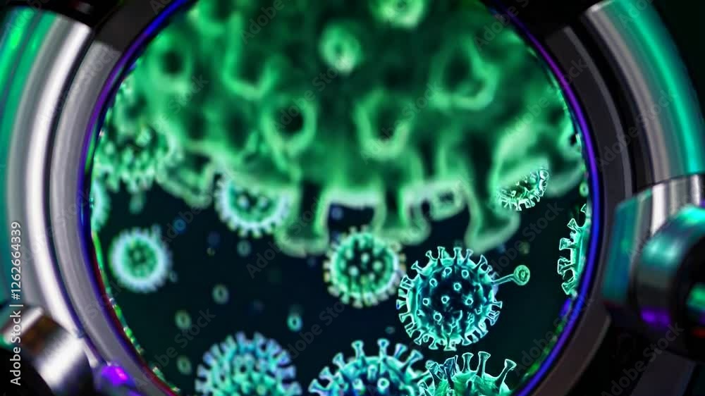 Microscopic View of Virus Particles under a Microscope