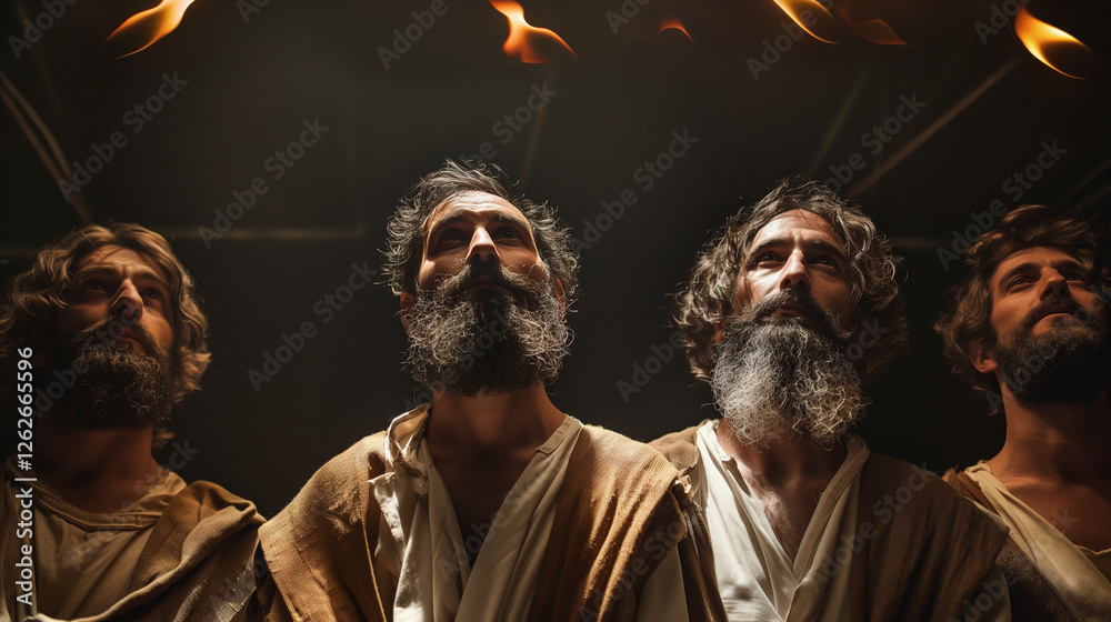 Obraz premium Pentecost. Holy Spirit upon Apostles.