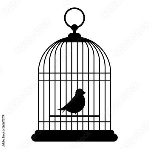 Bird in cage icon isolated on white background