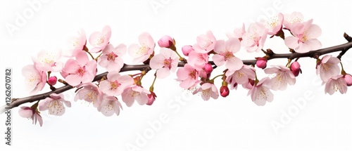 Isolated Cherry Blossom Tree Branch White Background