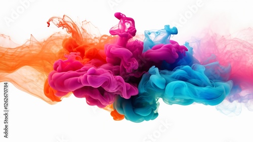 Vibrant Smoke Explosion on White Background