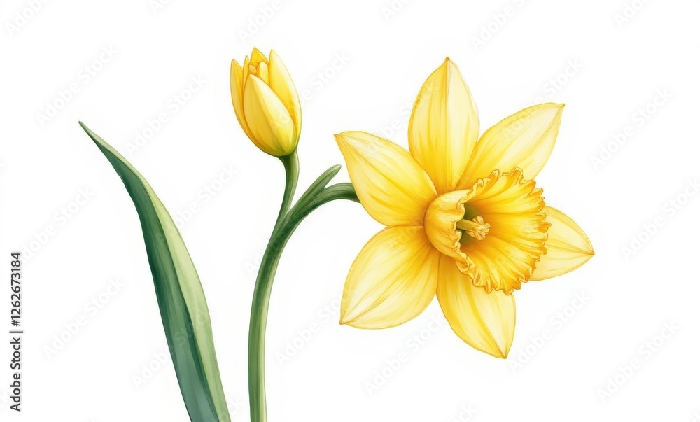 Bright yellow daffodil in bloom Bright yellow daffodil in bloom