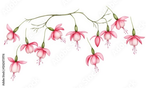 Wallpaper Mural Delicate pink fuchsia flowers branch Torontodigital.ca