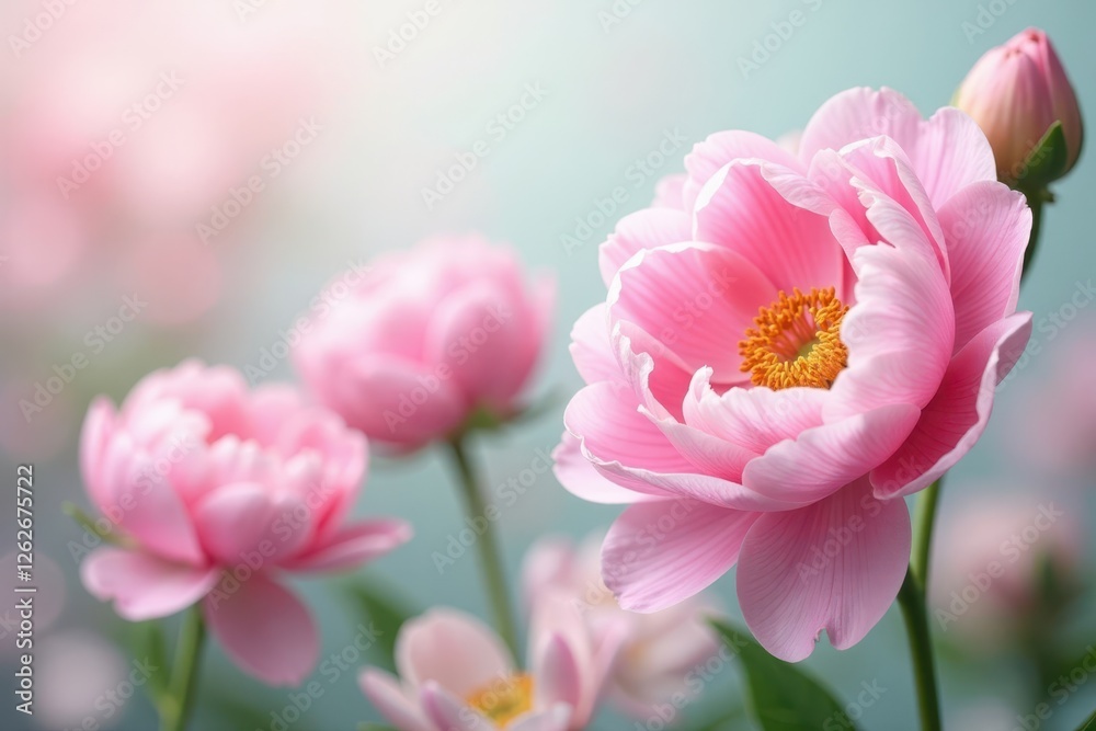 Pastel pink peonies & lilies, ethereal background, pastel, floral, light Pastel pink peonies & lilies, ethereal background, pastel, floral, light