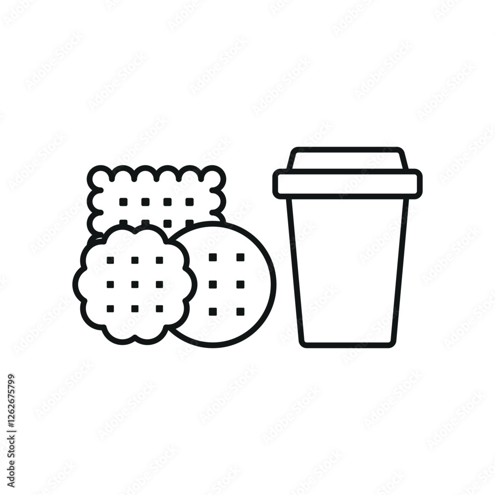 Drink and biscuit set food icon designed with a cozy flair, offering a warm look for projects related to tea time, snacks, or café culture. Drink and biscuit set food icon designed with a cozy flair, offering a warm look for projects related to tea time, snacks, or café culture.