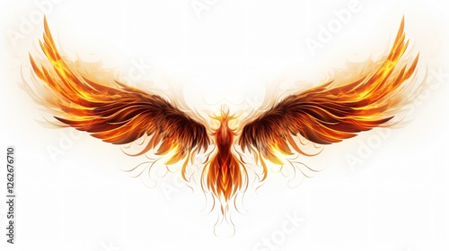 Phoenix Wings Isolated White Background