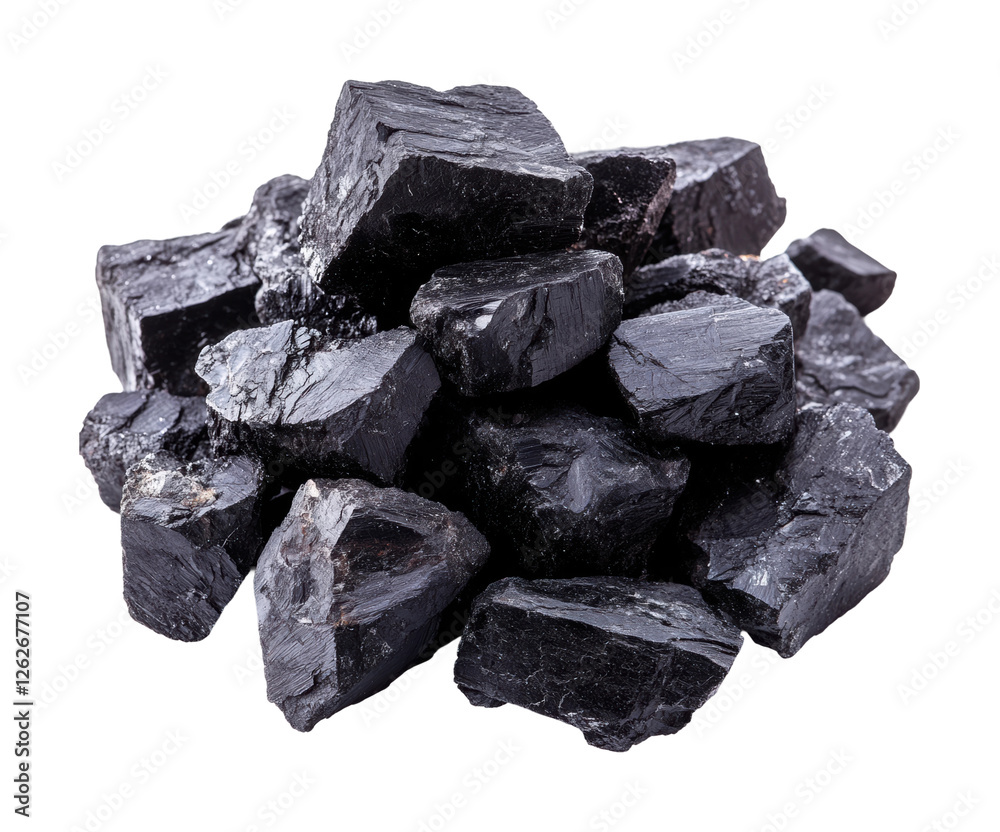 Fototapeta premium Mining black coal industry dark isolated on transparent background