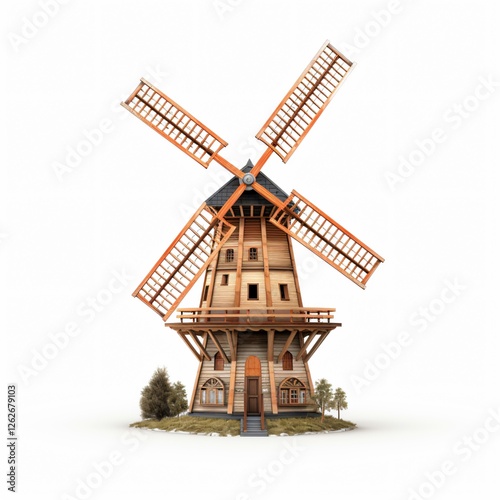 Isolated Windmill on White Background
