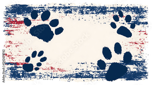 Distressed Patriotic Paws Graphic with Bold Paw Prints for Pet Lovers and American Pride Design