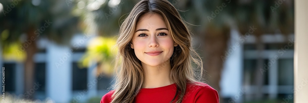 Confident Young Professional Woman in Red Attire