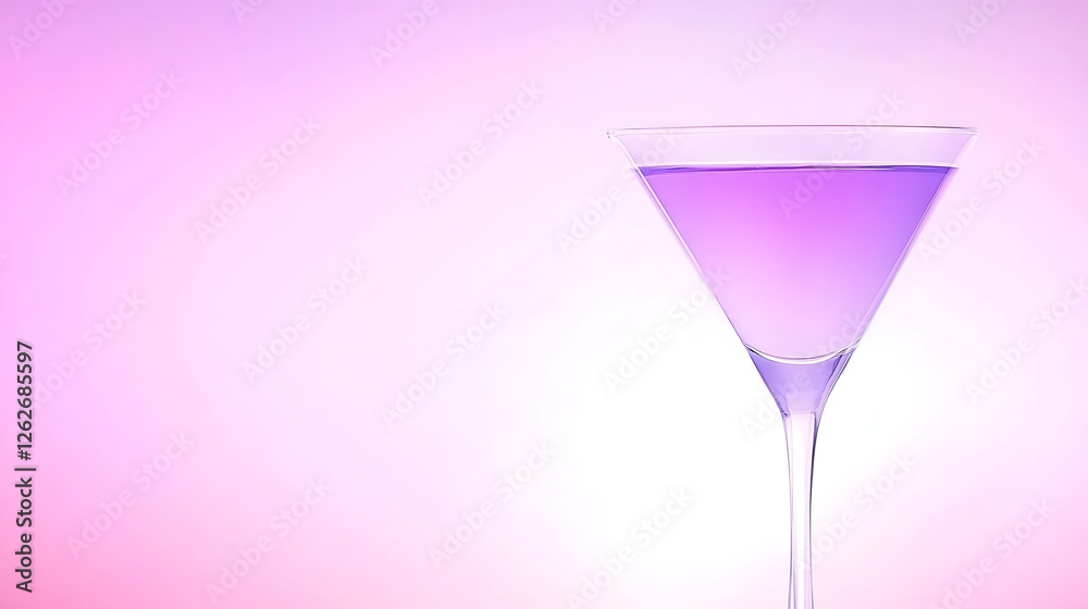 Elegant Purple Cocktail in Martini Glass on Soft Pink Gradient Background for Celebratory Occasion Elegant Purple Cocktail in Martini Glass on Soft Pink Gradient Background for Celebratory Occasion