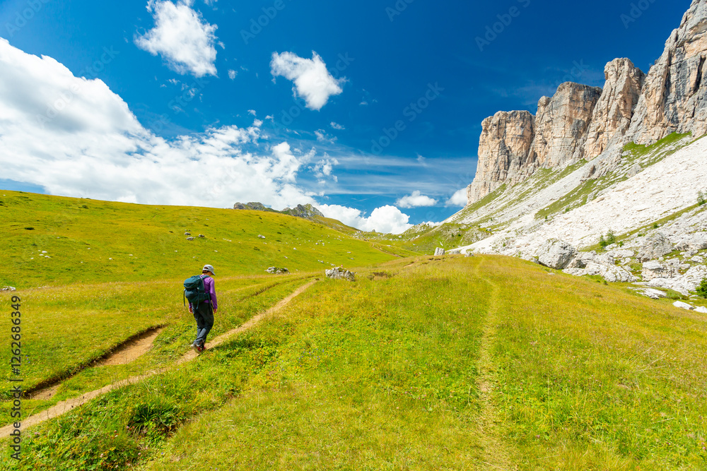 Fototapeta premium Dolomites Mountains, Italy. Hiking trails in summer