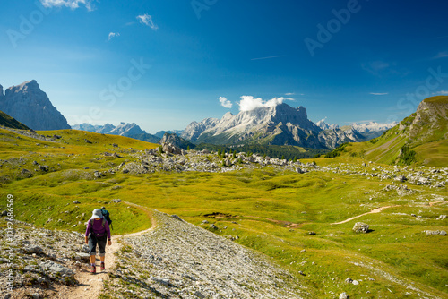 Dolomites Mountains, Italy. Hiking trails in summer