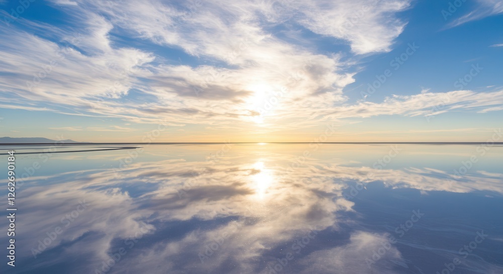 Fototapeta premium Sky and Cloud Reflection on Water at Sunrise Calm Landscape