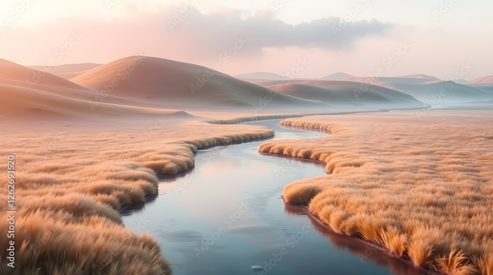 Fototapeta premium Soft Pastel Surrealism – Words Flowing Gracefully Through a Landscape