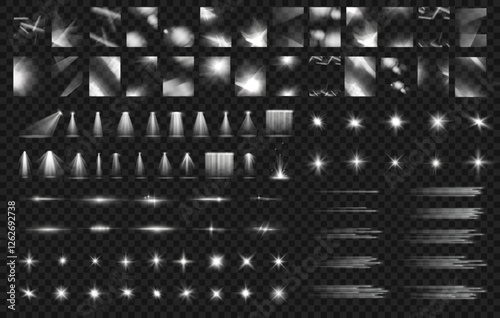 Shine shiny lens spotlight, sunlight spark sun rays, ray twirl vector wave, effect light sparkle line, png glow flare white abstract backdrop, background beam curve. 