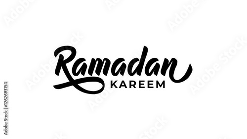 Ramadan Kareem text animation. Animated text with black and white color. Suitable for Ramadan celebration greeting and opening video. Features 4k and transparent background