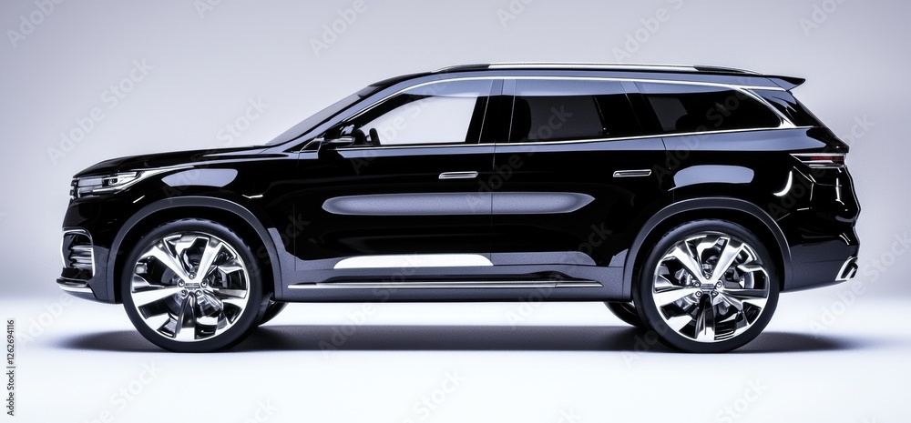 An expensive sports luxury SUV with a matte black finish, shown from the side as a transport cab An expensive sports luxury SUV with a matte black finish, shown from the side as a transport cab