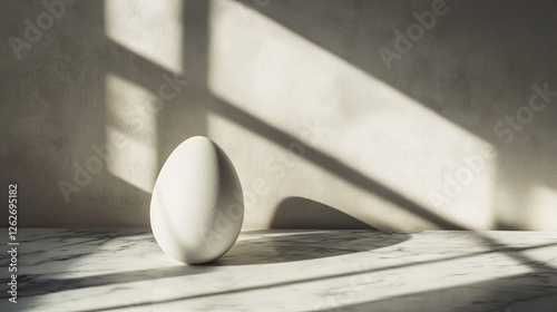 White Egg Still Life, Minimalist Food Art, Easter Decoration