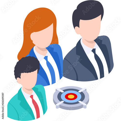 target audience growth isometric Concept, Brand Potential Opportunity vector color icon design, business corporation symbol, Joint partnerships Sign, Sales and Marketing management stock illustration