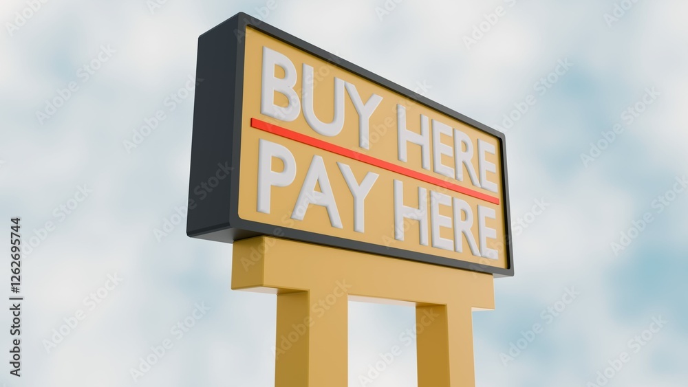A 3D rendered sign with the text A 3D rendered sign with the text