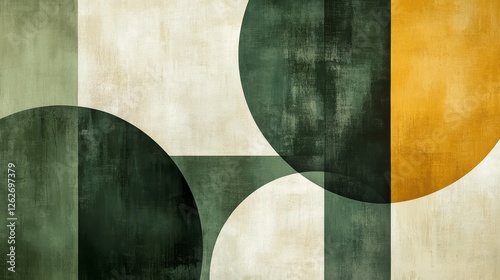 Abstract composition showcasing geometric shapes in muted earthy tones