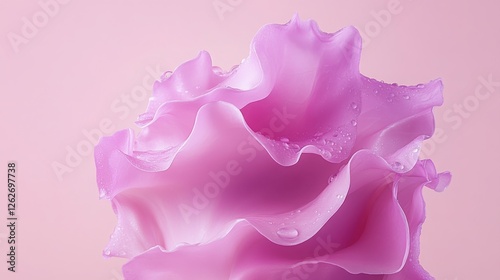 fresh vegetable concept. Delicate pink flower with soft petals and water droplets against a pink background.