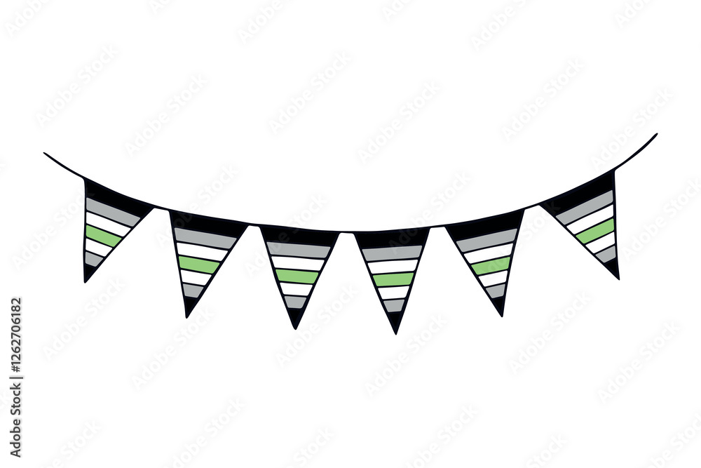 Obraz premium Colorful garland Agender pride flag Happy pride day LGBTQ community Pride Month Vector hand drawn doodle for posters, stickers, logo, cards