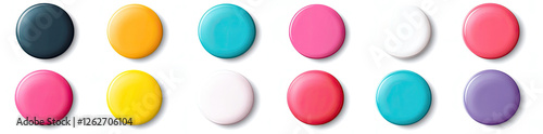 Twelve Colorful Round Magnets in Various Shades and Hues